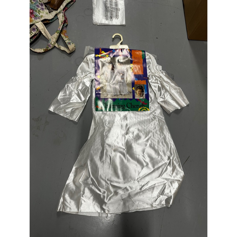 Halloween Ones Charming Cherub Angel Costume White Gown Wings Halo Girls S4-6